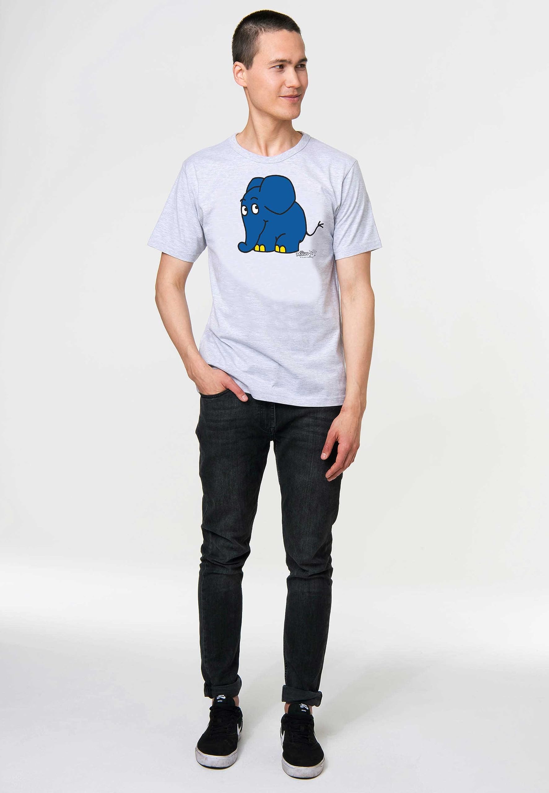 Logoshirt® Die Sendung mit der Maus T-Shirt Damen & Herren | Offiziell lizenziertes Blauer-Elefant-Motiv, weiche Baumwolle, lustiges Cartoon T-Shirt, ideal für Sendung mit der Maus-Fans