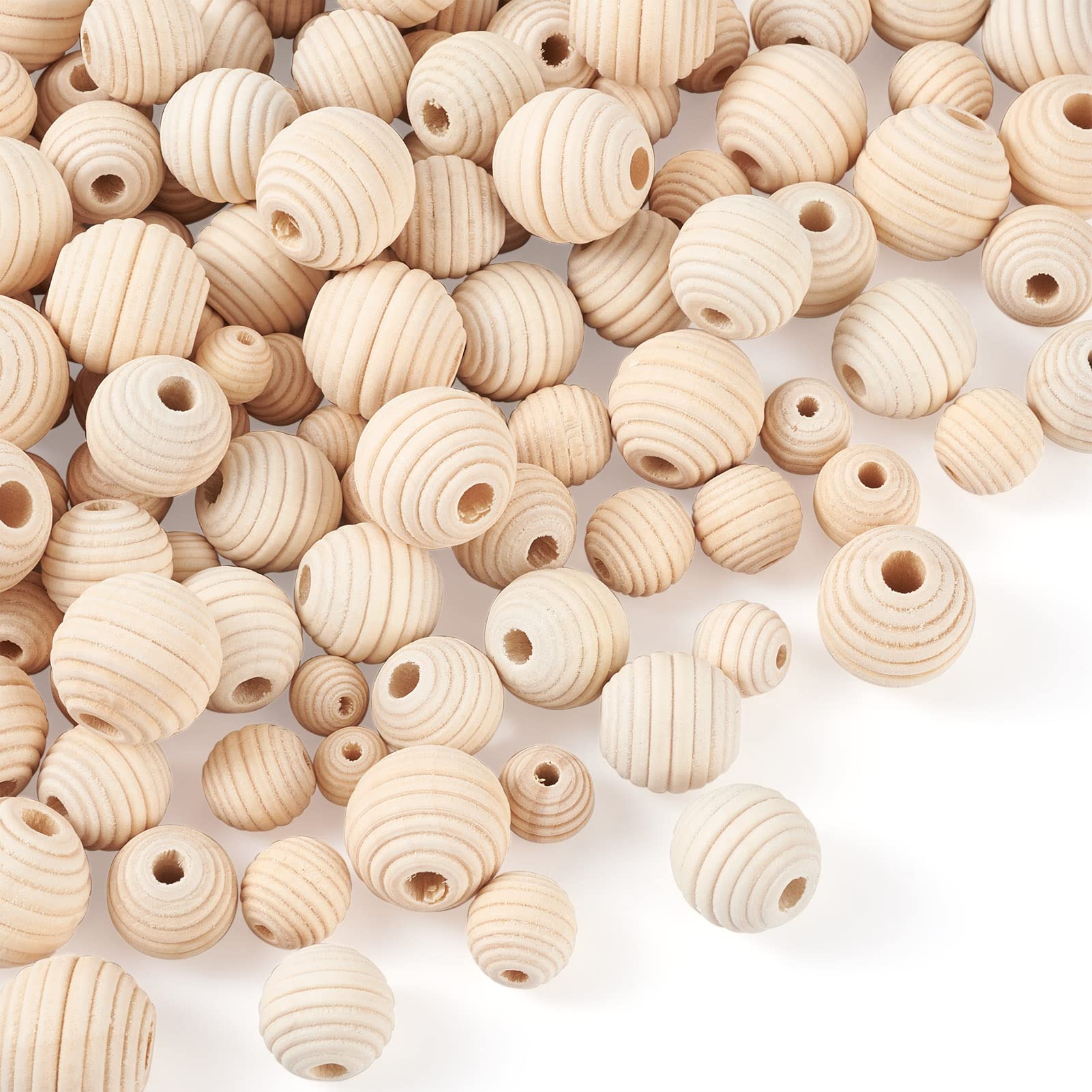 50 perline rotonde in legno naturale, 20 mm, foro grande, non finite, perline distanziali sfuse per macramè, artigianato, gioielli fai da te, decorazione della casa, foro: 9-10 mm, rotonde, 6 misure