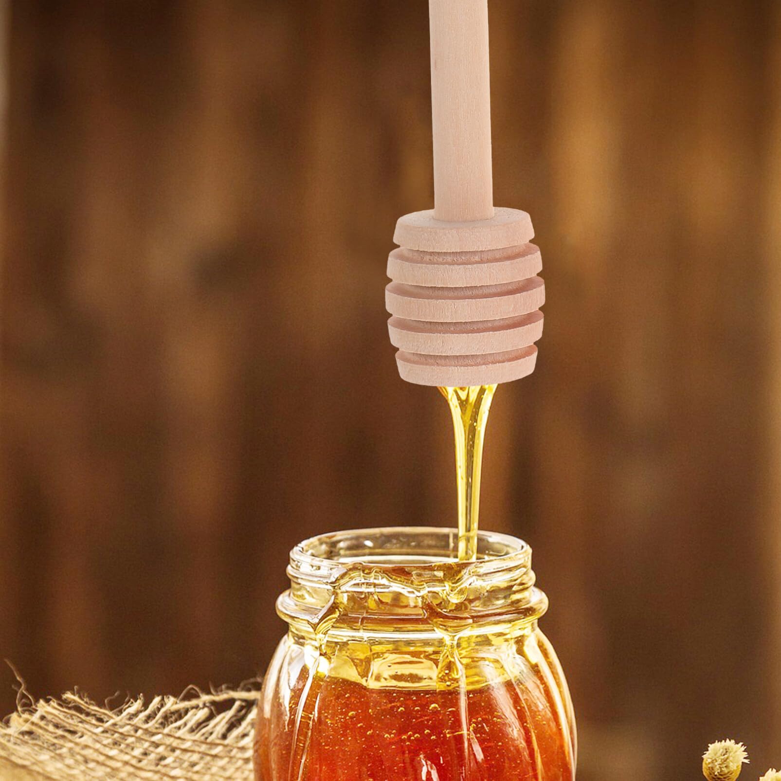 STOBAZA Honey Dipper Sticks, Wooden Honey Dipper 10pcs Mini Honeycomb Stick 4 Inch Milk Mixing Spoon Coffee Cocktail Stirrer for Syrup Jam Honey Jar Wand