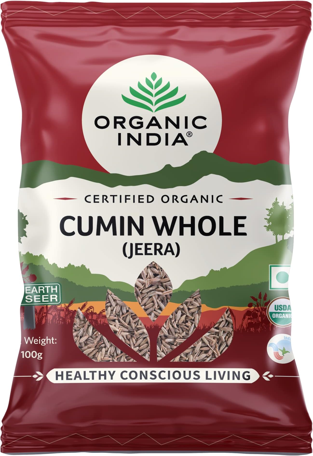 ORGANIC INDIA Hygienically Packed, Non Artificial Colors & Non Preservatives Cumin Whole(Jeera)-100gm