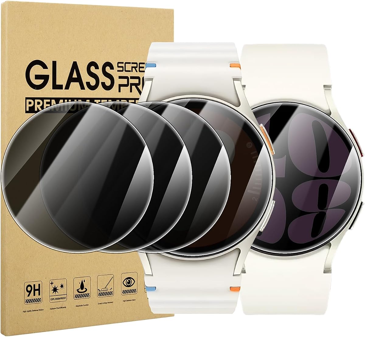 Suoman para Samsung Galaxy Watch 6/7/FE 40 mm Protector de pantalla de privacidad | Paquete de 4 películas protectoras de pantalla de vidrio templado ultrafinas de dureza 9H [anti-peeping]
