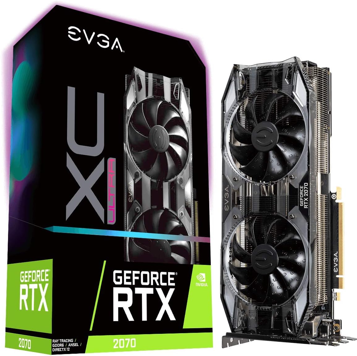 EVGA GeForce RTX 2070 XC ULTRA GAMING, 8GB GDDR6, Dual HDB Fans & RGB LED Graphics Card 08G-P4-2173-KR