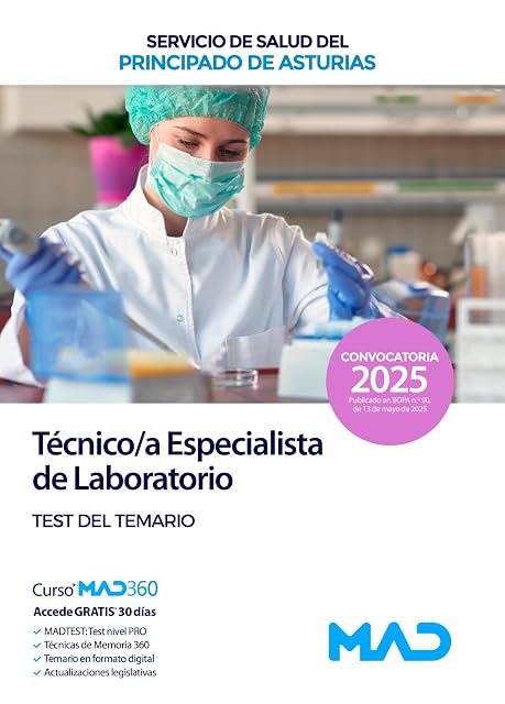 Portada de Técnico/a Especialista de Laboratorio. Test del Temario