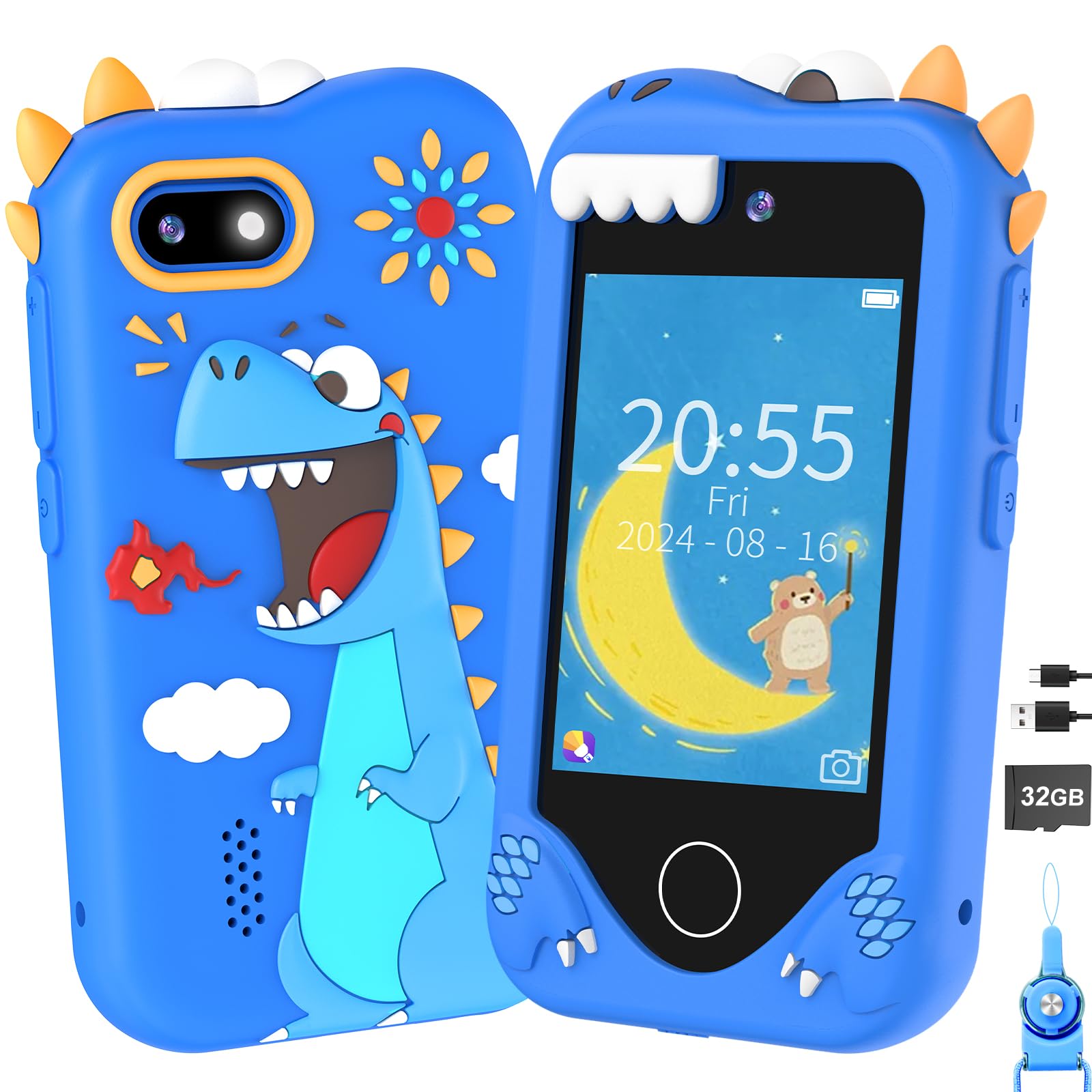 Kids Smart Phone for Girls Gifts - Toddler Christmas Birthday Gift for Age 3 4 5 6 Year Old, Kids Cell Phone Toy with Touchscreen, Dual Cameras,