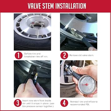 ホイールアクセサリーパーツ PDQブランド TPMS 12個 OEMセンサーサービスキット ゴムバルブステムショート Schrader 20008に対応 GM 2006+ Ford 2009+ Subaru 2004+ Chrysler 2005+ Dodge 2005+ Jeep 2005+