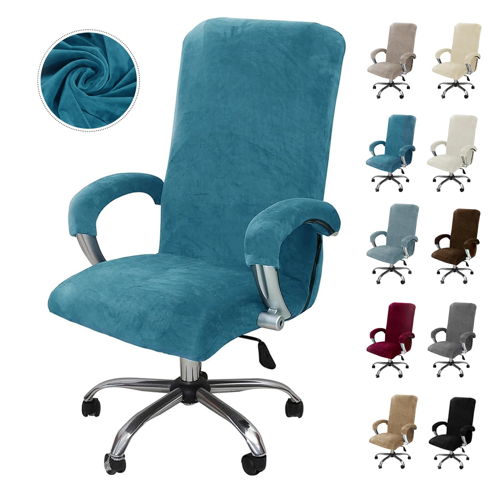 Alishomtll Funda de terciopelo para silla de oficina con reposabrazos, elástica, funda para silla de videojuegos, funda extraíble, funda elástica para silla de oficina, silla de ordenador, silla