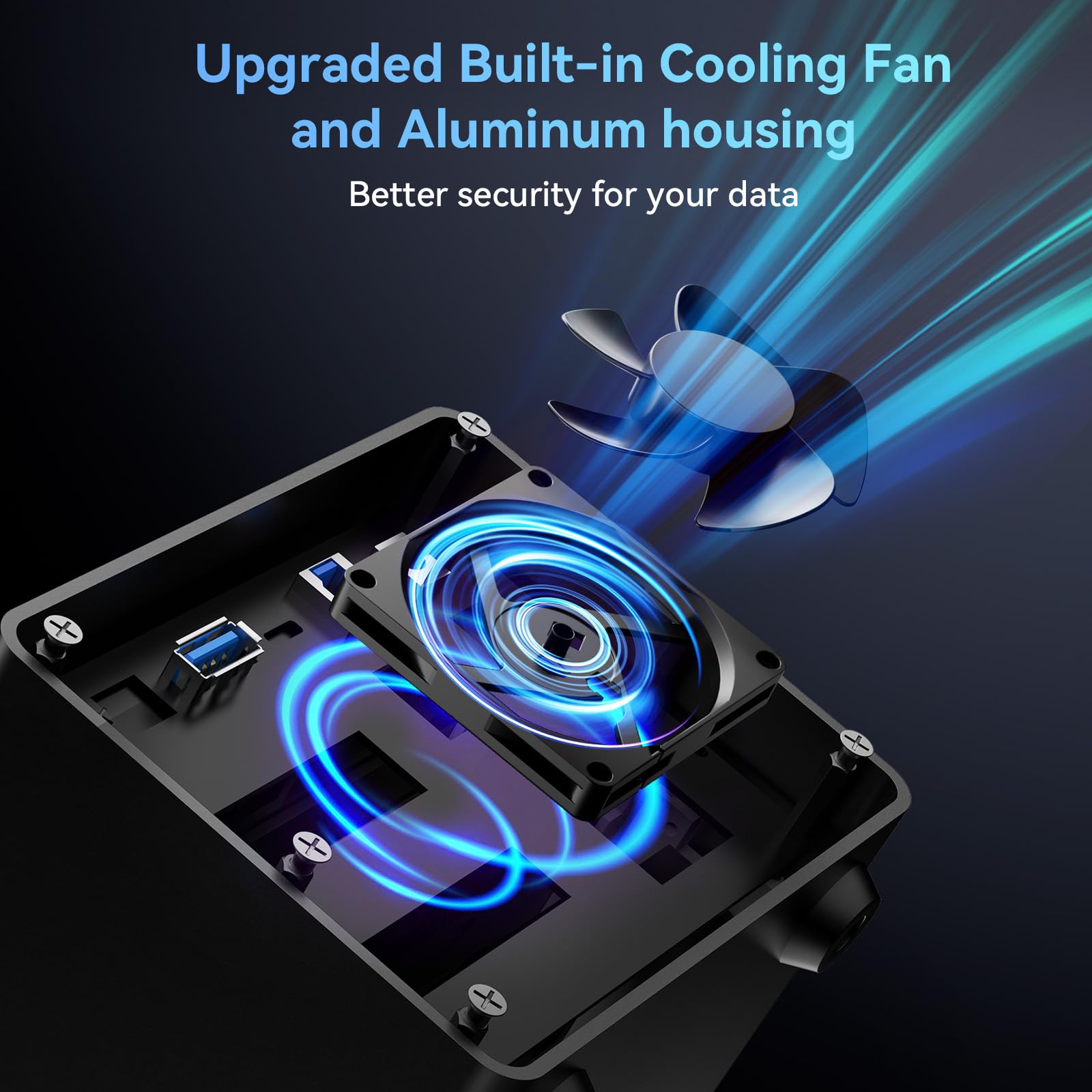 CENMATE Boîtier de disque dur en aluminium à 3 baies avec ventilateur de refroidissement pour disque dur SATA HDD/SSD de 2,5"/3,5" avec câble USB A/C 3.0 + eSATA, compatible avec remplaçable à chaud