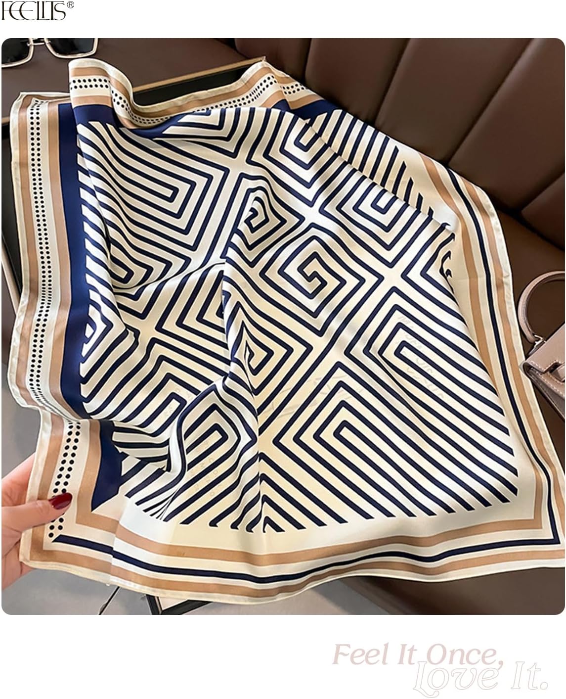 100% Mulberry Silk Head Scarf for Women - 27.5" Square Hair Scarf, Natural Silk Neckerchief - Image 3