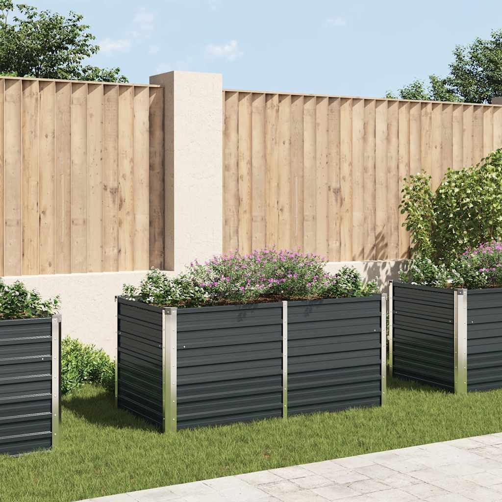 Jardinière surélevée anthracite 160 x 80 x 77 cm en acier galvanisé pour jardin, balcon, terrasse – Jardinière de jardin robuste et durable avec bords de sécurité, grand espace de