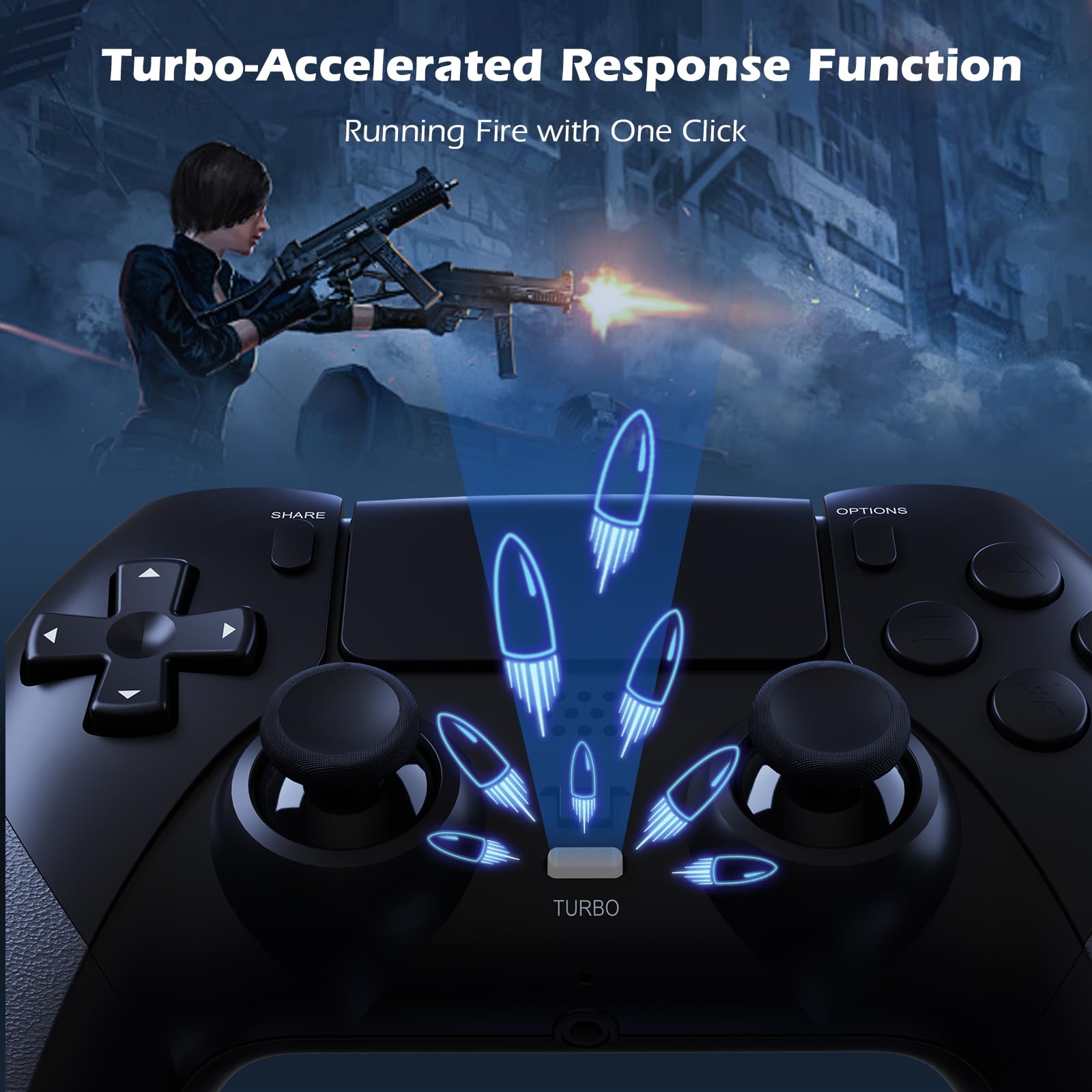 LATEC Manettes compatibles avec PS4,Manette sans Fil pour P4 Slim/Pro avec Turbo Vibration/Capteur Gyroscopique