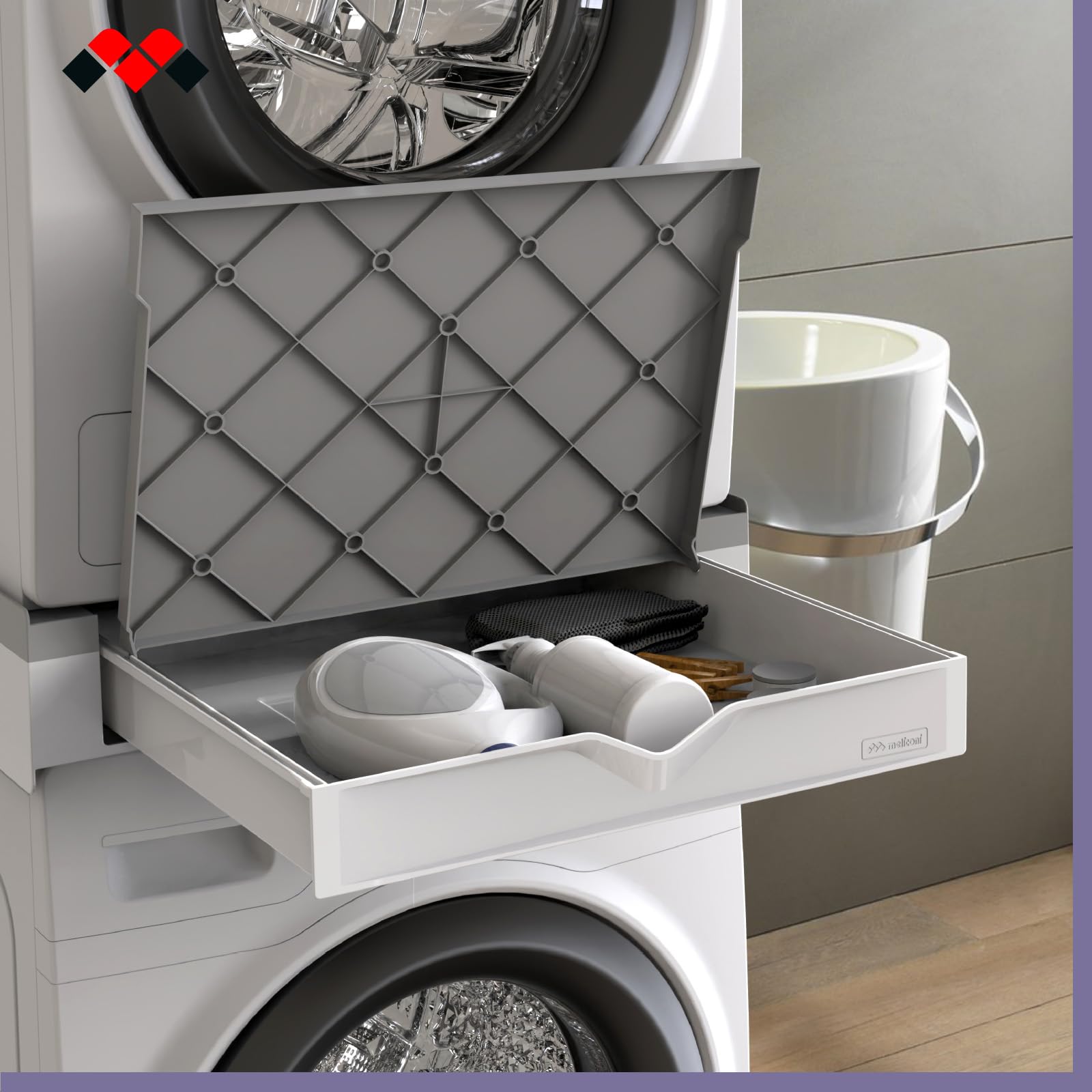 Meliconi Torre Duo Zwischenbaurahmen für Waschmaschine Trockner 2-in-1 Universal Vormontiert Platzsparend Made in Italy