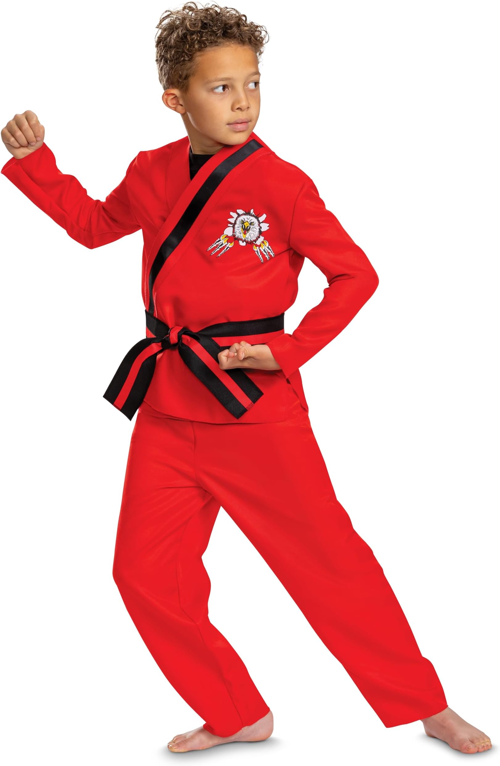 Disguise Cobra Kai Eagle Fang Kids Costume, Official Cobra Kai Cosutme Gi with Belt and Pants, Child Size (10-12)