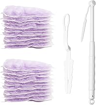 Flash Duster Starter Kit, 20-Pack Purple Dust Magnet Refills with 1 Long & 1 Short Handle, Flash Dust Magnet Long Handle for Home Office Cleaning, Reusable Electrostatic Duster for Delicate Surfaces