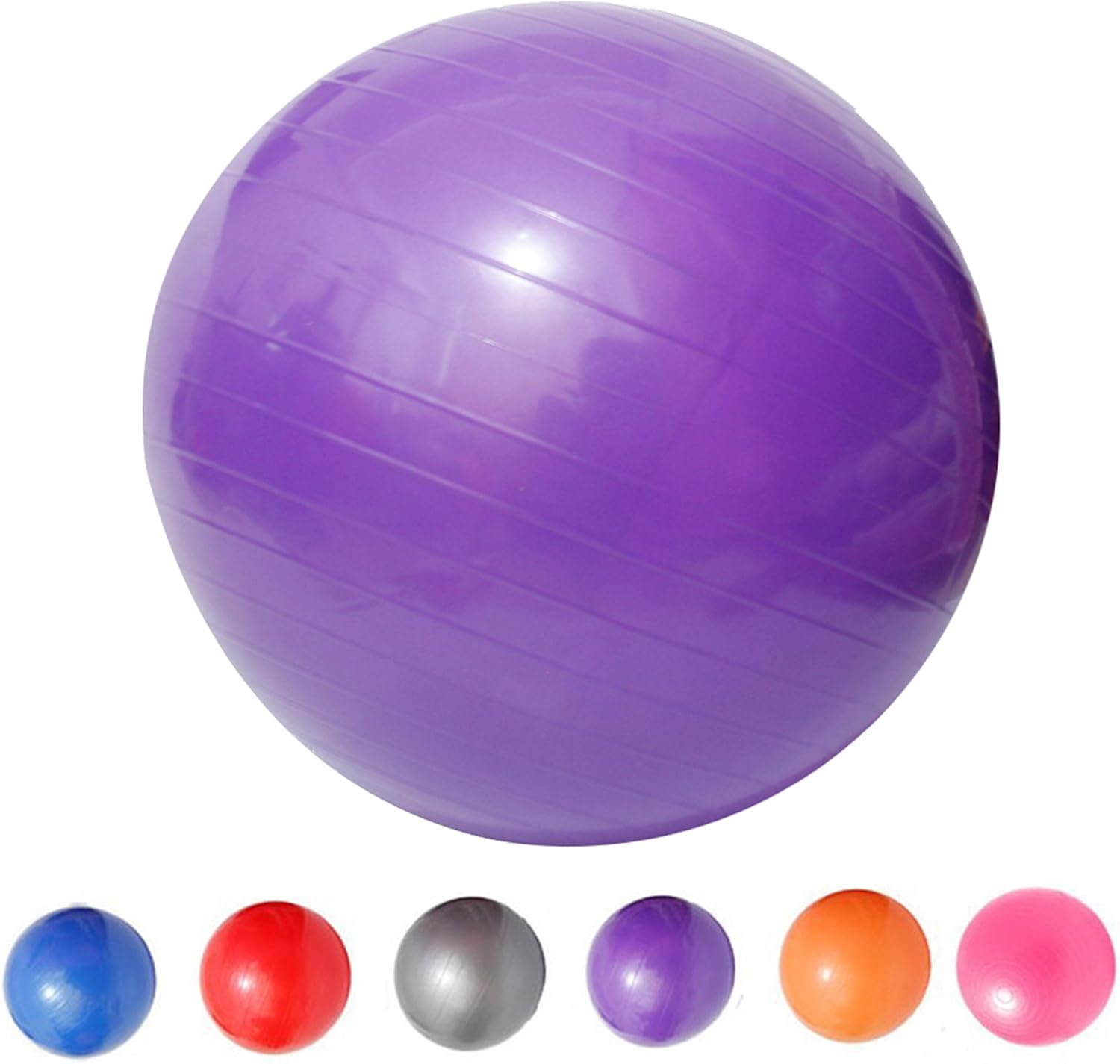 Up To 40% OFF Saymequeen Anti-Burst Exercise Ball with Foot Pump for Adults Kids Balance Workout Fitness Yoga Ball 45cm/55cm/65cm/75cm(Purple, Diameter:45cm/17.7 inch)