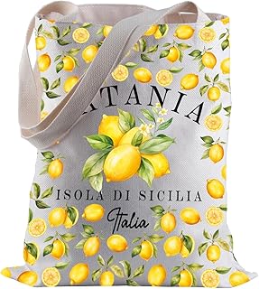 BLUPARK Catania Travel Shopping Bag Italy Lemons Gift Sicily Island Italy Travel Gift
