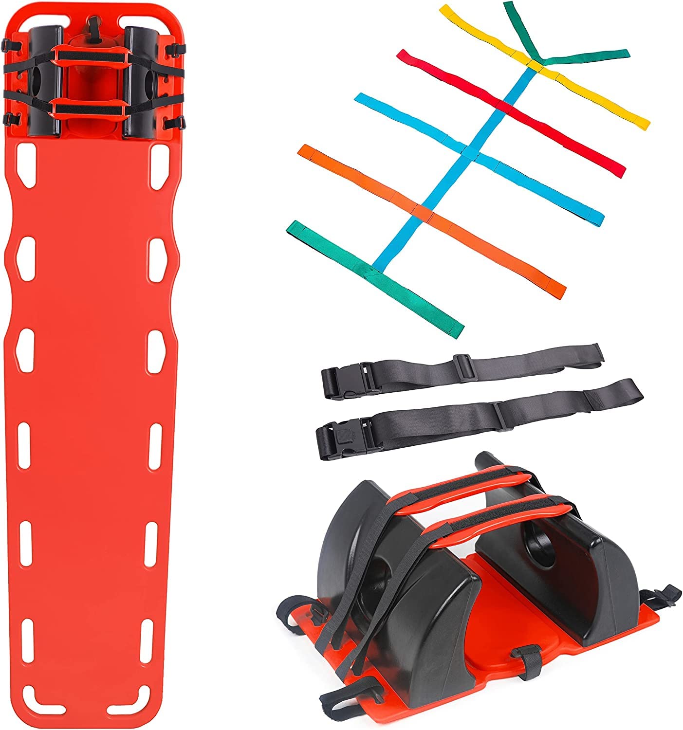 ARS Backboard Stretcher, Spinal Board, Spinal Board Straps, Spider Straps, Head Immobiliser Unit, EMT Kit and Equipment for Patient Transfer