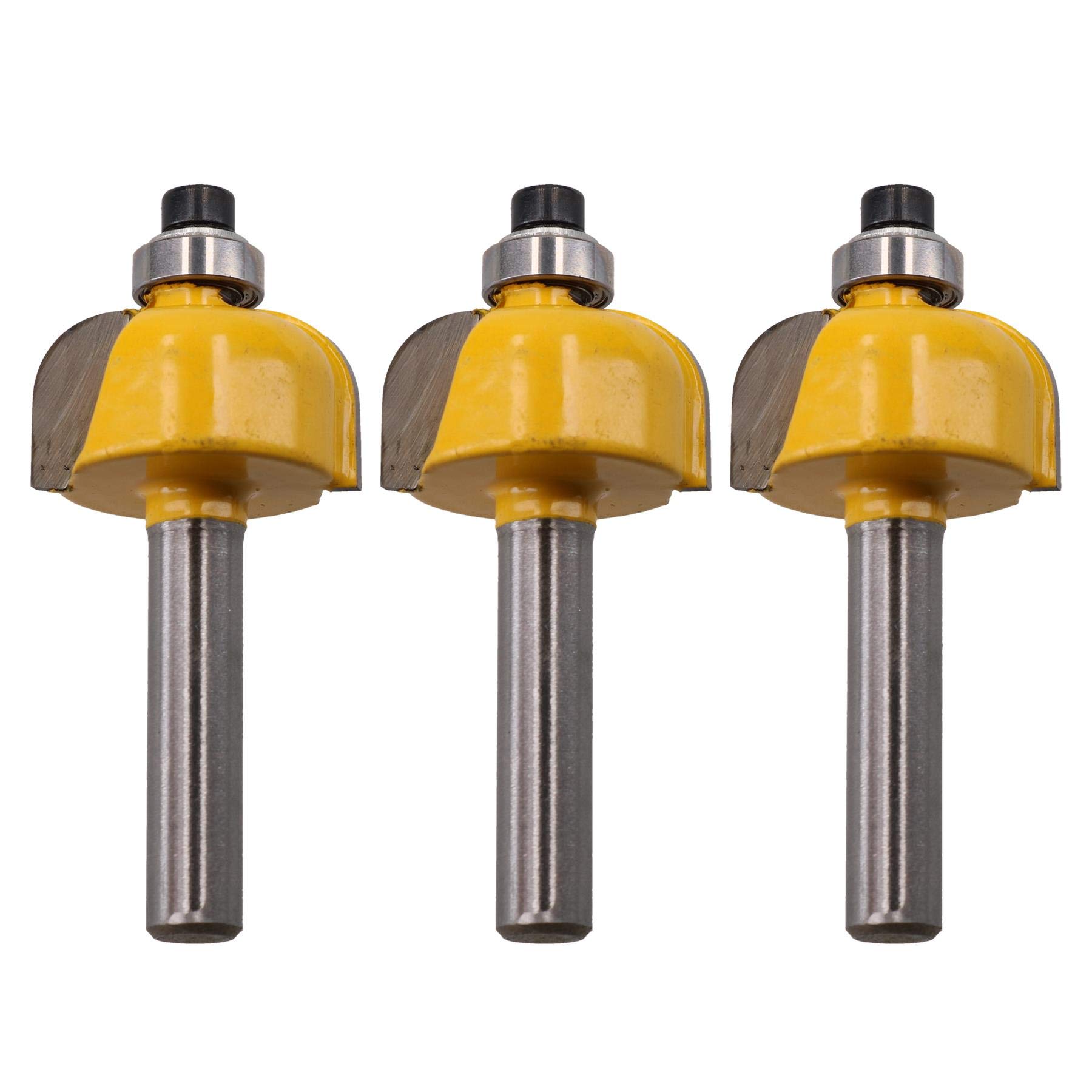 3pk TCT Bearing Cove Box Router Bit 22mm D 6.3mm Radius Cutting 1/4