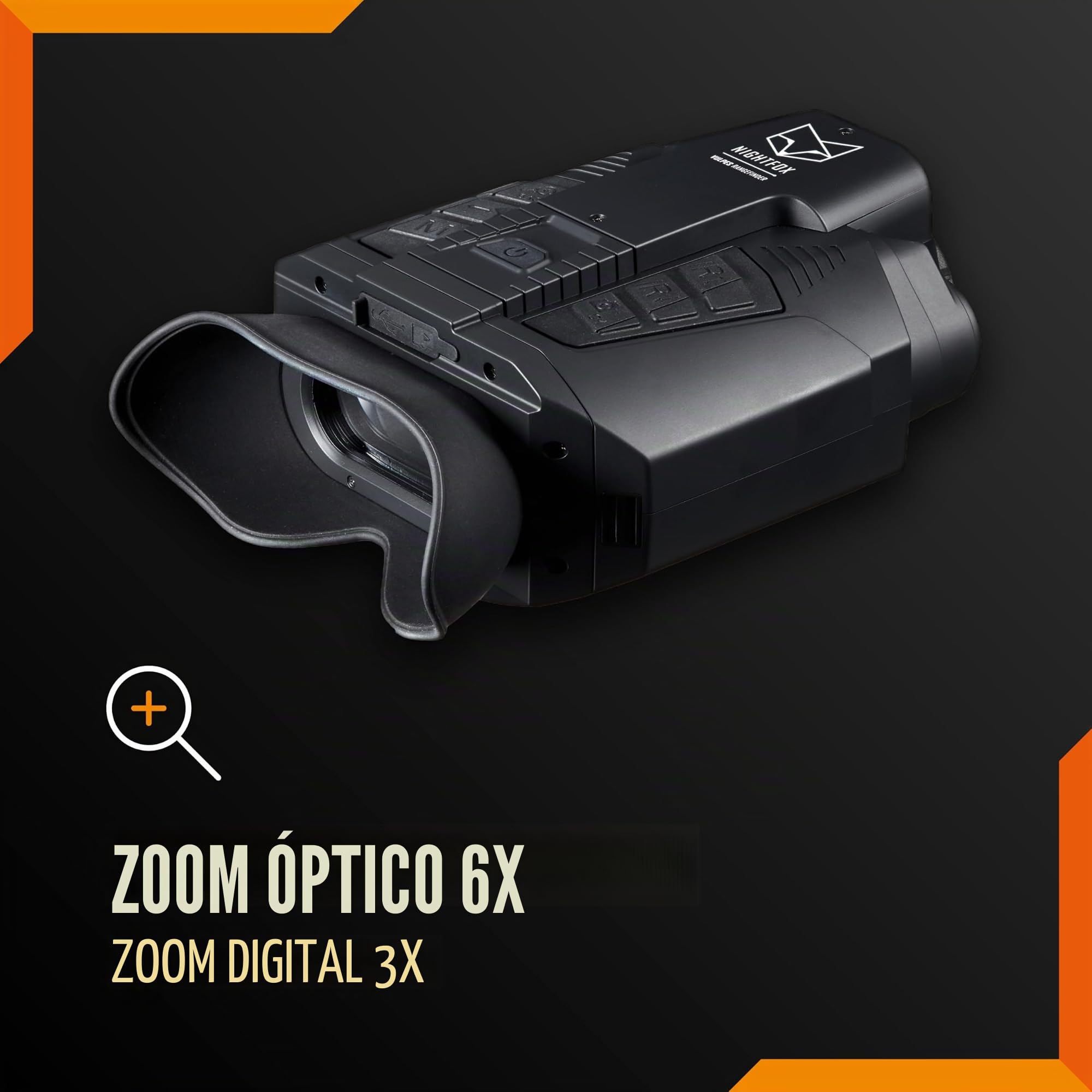 Nightfox Vulpes - Prismáticos digitales de visión nocturna - Telémetro láser - Sensor de máxima alta definición (FHD) de 1080 p - Graban vídeo y audio - Alcance de 200 m, 6 aumentos - Caza y seguridad