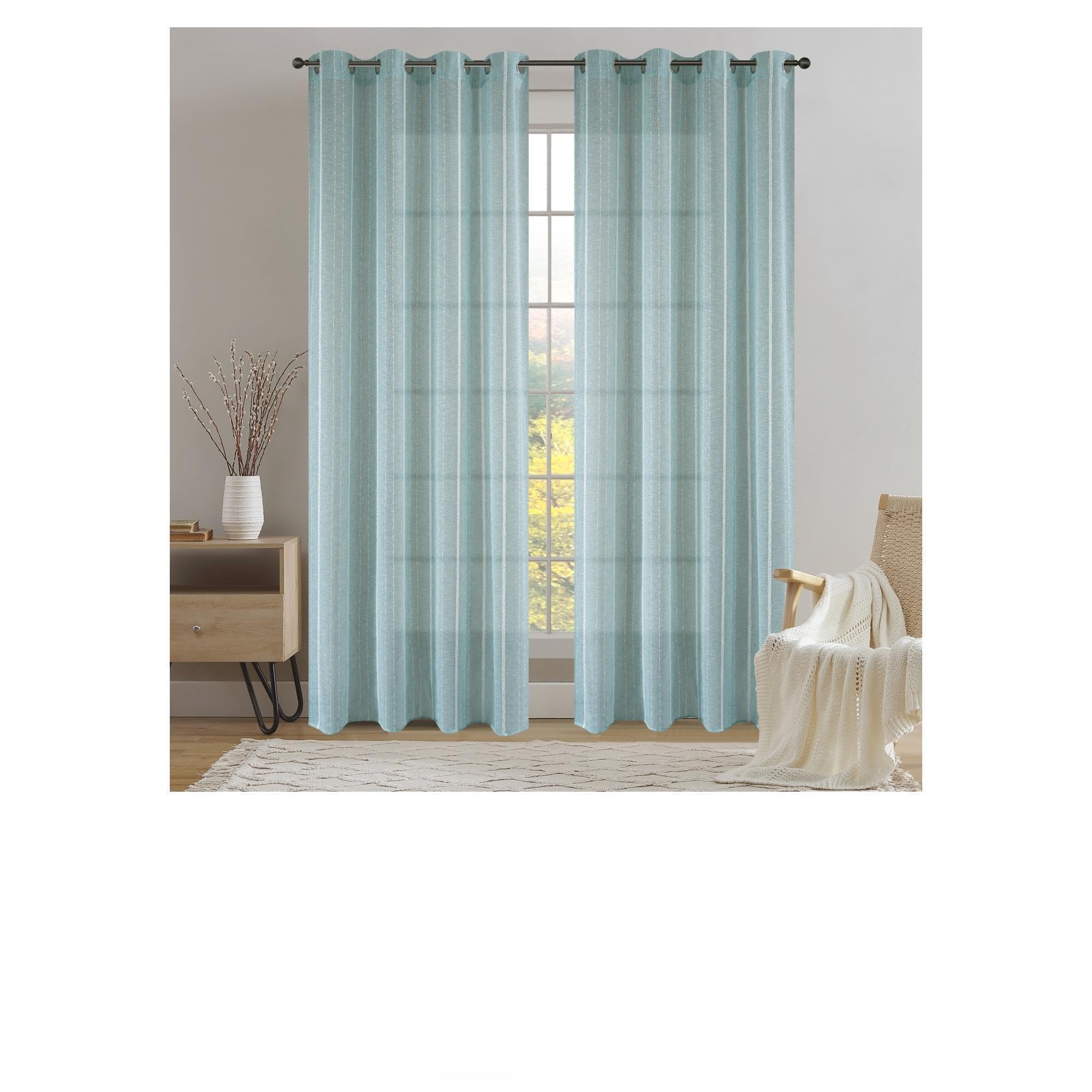 Miracle Home. Cortina Moderna y Elegante de 1 Pieza con Ojales para salón y Dormitorio, Menta Beige. 300 (Ancho) X 260 (Largo) centímetros