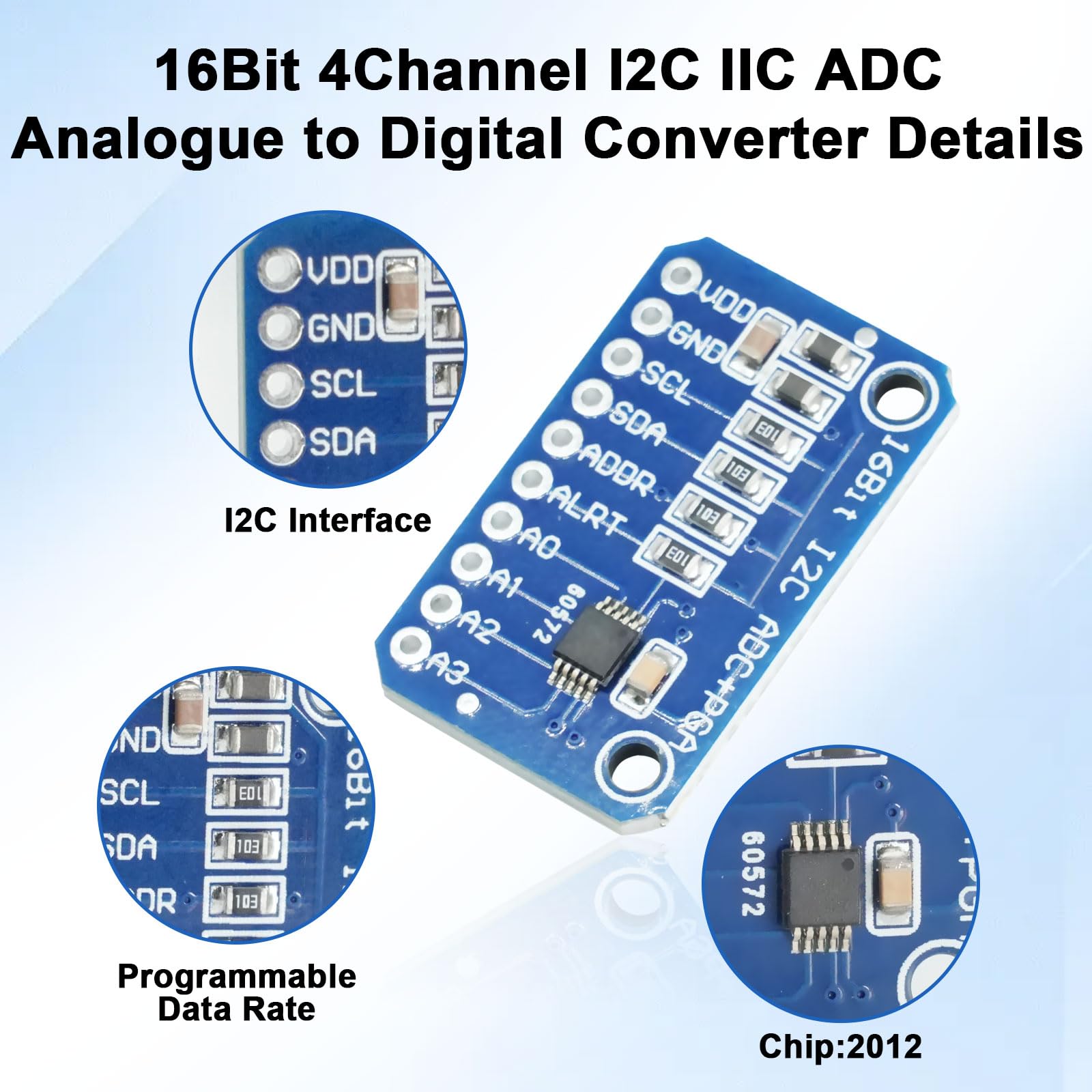 5PCS 16 bit 4 canali I2C IIC ADC PGA analogico digitale convertitore,analogico-digitale Modulo scheda di sviluppo con amplificatore a guadagno programmabile scheda di sviluppo del convertitore A