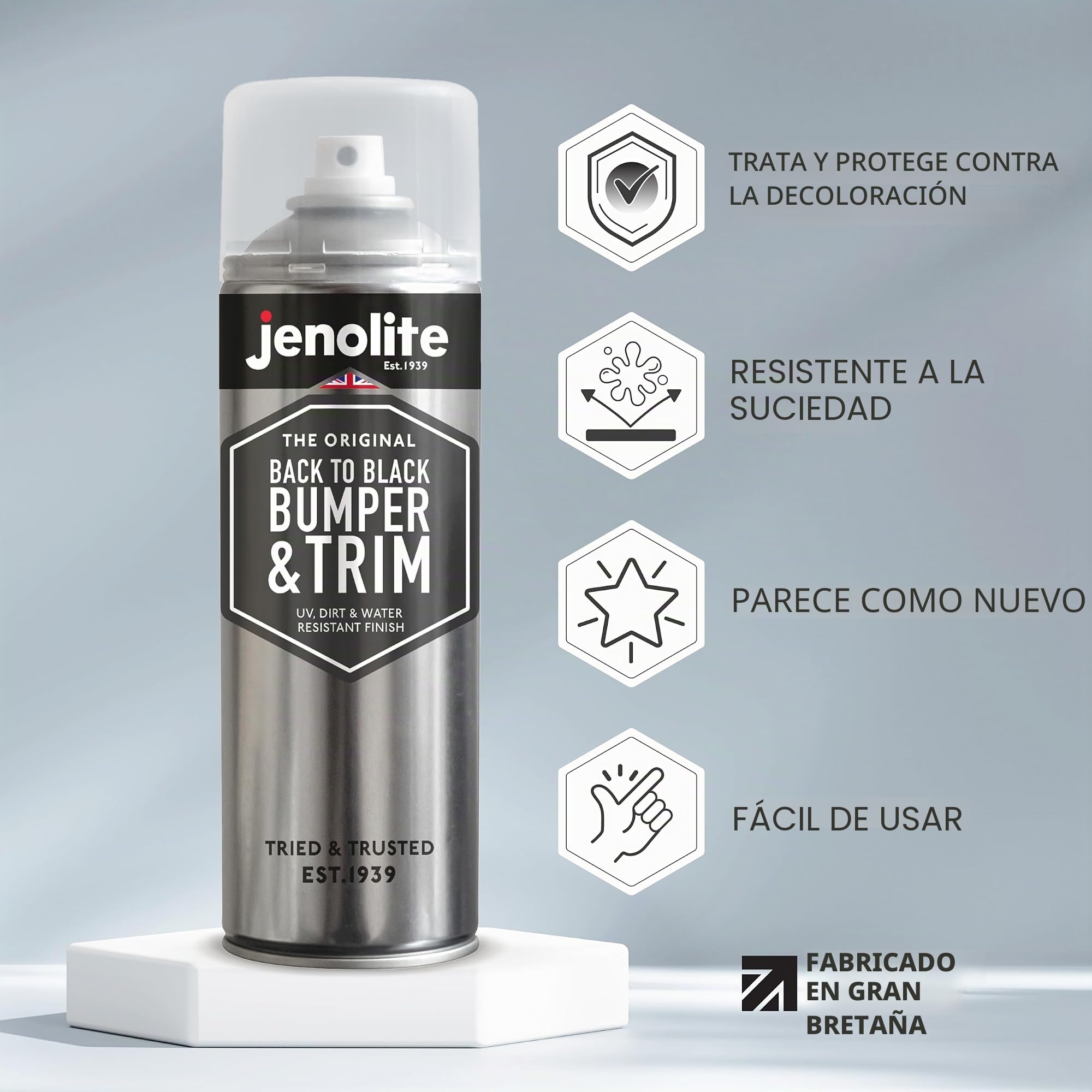 JENOLITE Back To Black Bumper & Trim | Restaura y protege | Ideal para parachoques, molduras y goma | 500 ml