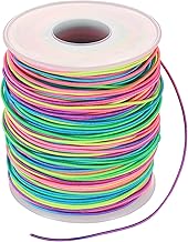Thread for Making Bracelets, 1 mm x 100 m Elastic Thread, Rainbow Colourful Elastic Cord for Beads, Elastic Threads Cord for Jewellery Making Necklaces Crafts