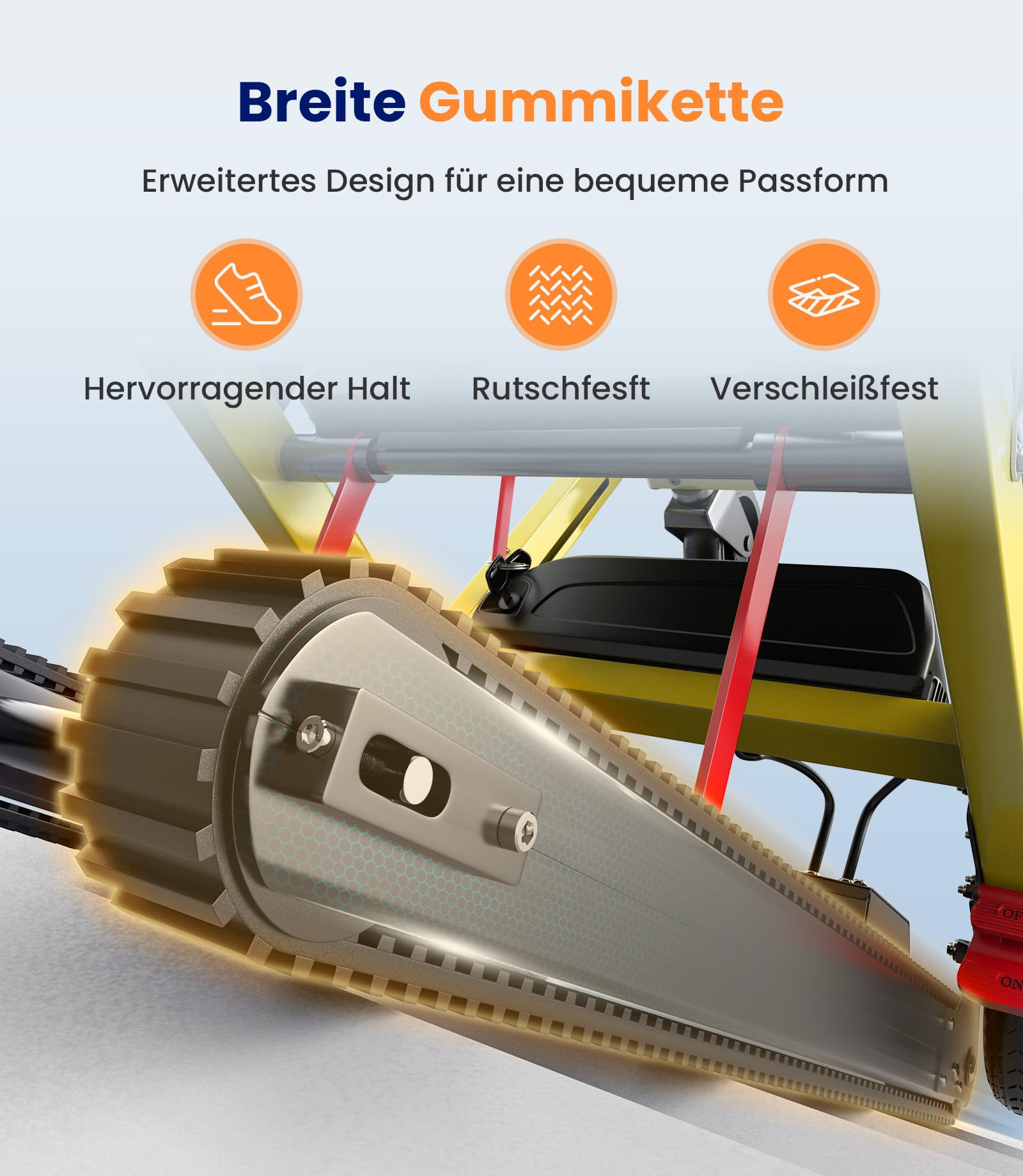 VOCIC Elektrisch Treppensteiger Rollstuhl Faltbar 220KG mit Gummikette AY04 | Elektrische Treppenhilfe Rollstühle für Senioren, Treppenlift Medizinische Rettungstrage mit LED Licht (Gelb)