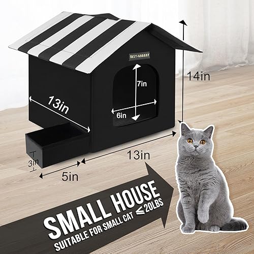 Miniatura 6 de Rest-Eazzzy Casa para gatos al aire libre, casa para gatos aislada con alfombrilla y clip, resistente a la intemperie y aislada, camas para gatos