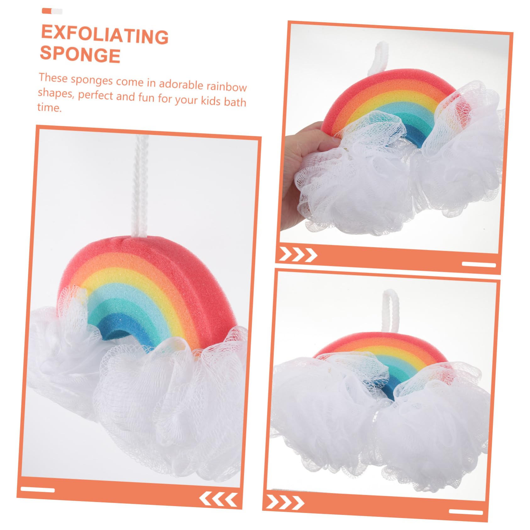 Veemoon Esponjas de Baño para Niños 2 Piezas Forma de Arcoíris Textura Agradable Burbujas Abundantes y Poder de Exfoliación para Cuidado Corporal Infantil