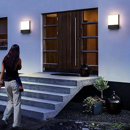 Miniatura 2 de Paquete de 2 lámparas de pared para exteriores de 24 W, IP65, lámpara de pared moderna de 3000 K, blanco cálido para patio, puerta delantera,