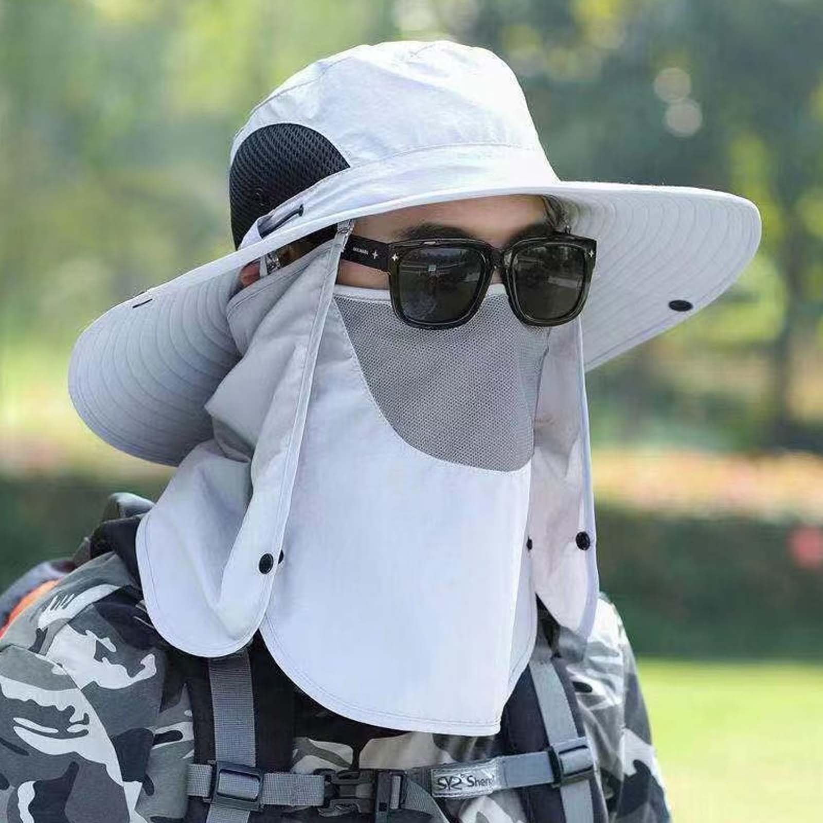 Cappello da pesca per uomo e donna, con protezione solare UPF 50+ e patta per il collo, cappello da spiaggia, cappello da escursionismo, cappello da pesca