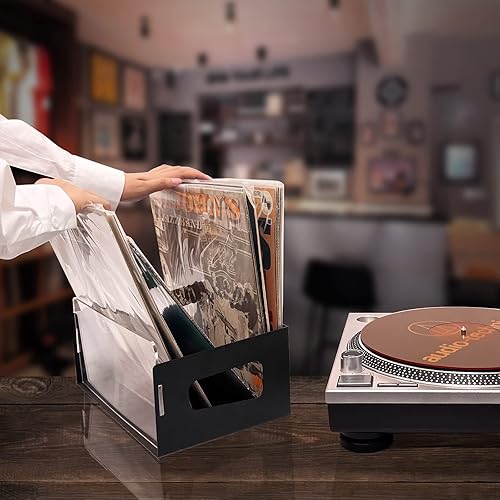 Miniatura 9 de Almacenamiento de discos de vinilo, soporte para exhibición de discos de pared, estante de álbum de vinilo acrílico, se adapta a 40 álbumes, color