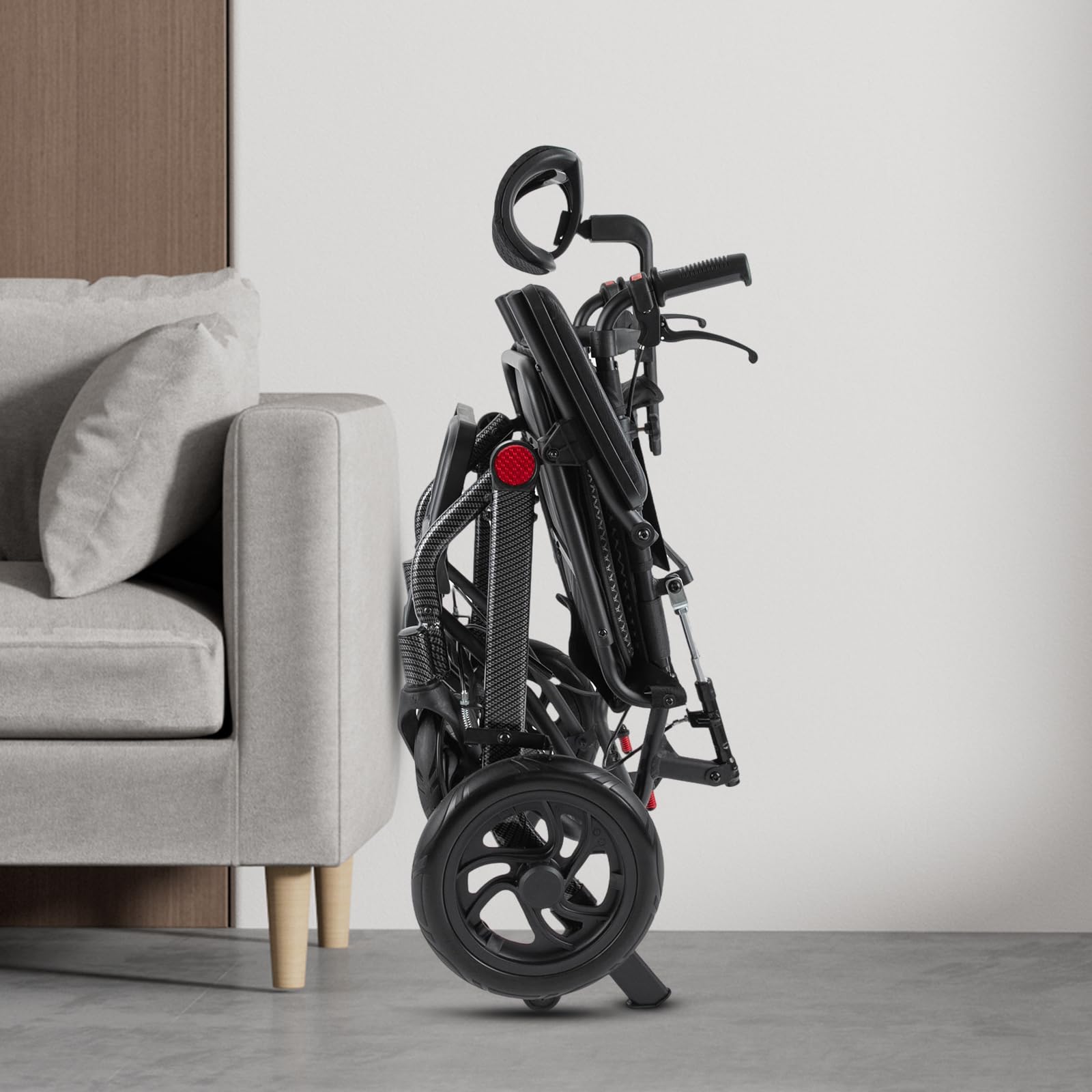 Silla de ruedas plegable ligera, 64 x 97 x 103 cm, silla de ruedas reclinable, silla de ruedas plegable para personas mayores, silla de ruedas reclinable para adultos para personas mayores, mujeres