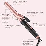 Fer à friser 1 Inch Barrel, Long Barrel Curling Wand pour les cheveux, Céramique Tourmaline Curler outil, double tension pour voyager