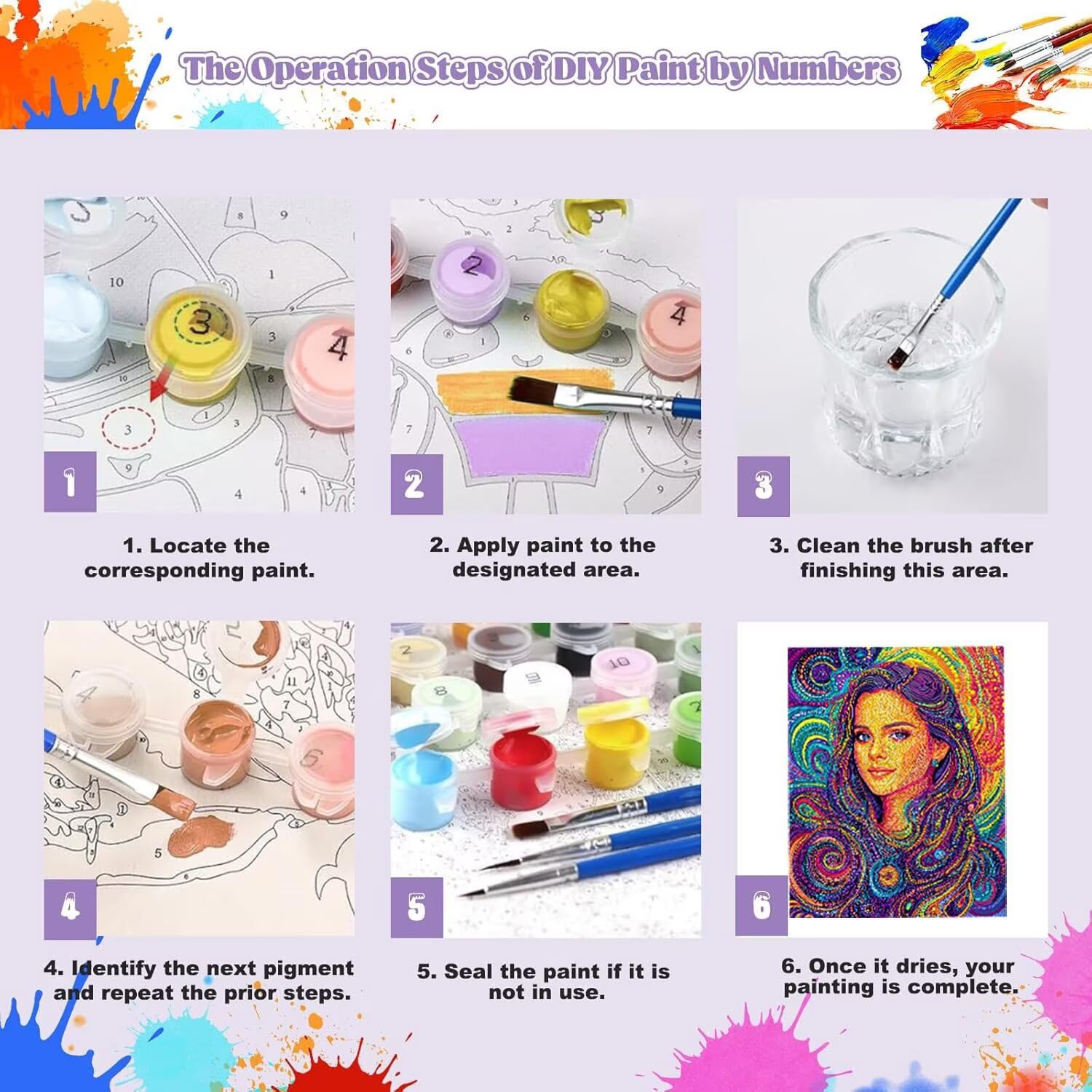 WEISHIWE Donna astratta Dipingere con i Numeri per Adulti, 70x90cm a-104 | Paint by Numbers Kit con Pennelli e Acrilico Pigmento, Fai da te Olio La Pittura di Numeri Kit, Decora la Casa, senza Cornice