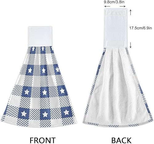 Miniatura 4 de JJoias 2 Pcs Kitchen Absorbent Coral Fleece Gingham-Pattern-Pastel-vichys TowelAbsorbent TowelSoft Thick Hanging TowelHand Towel