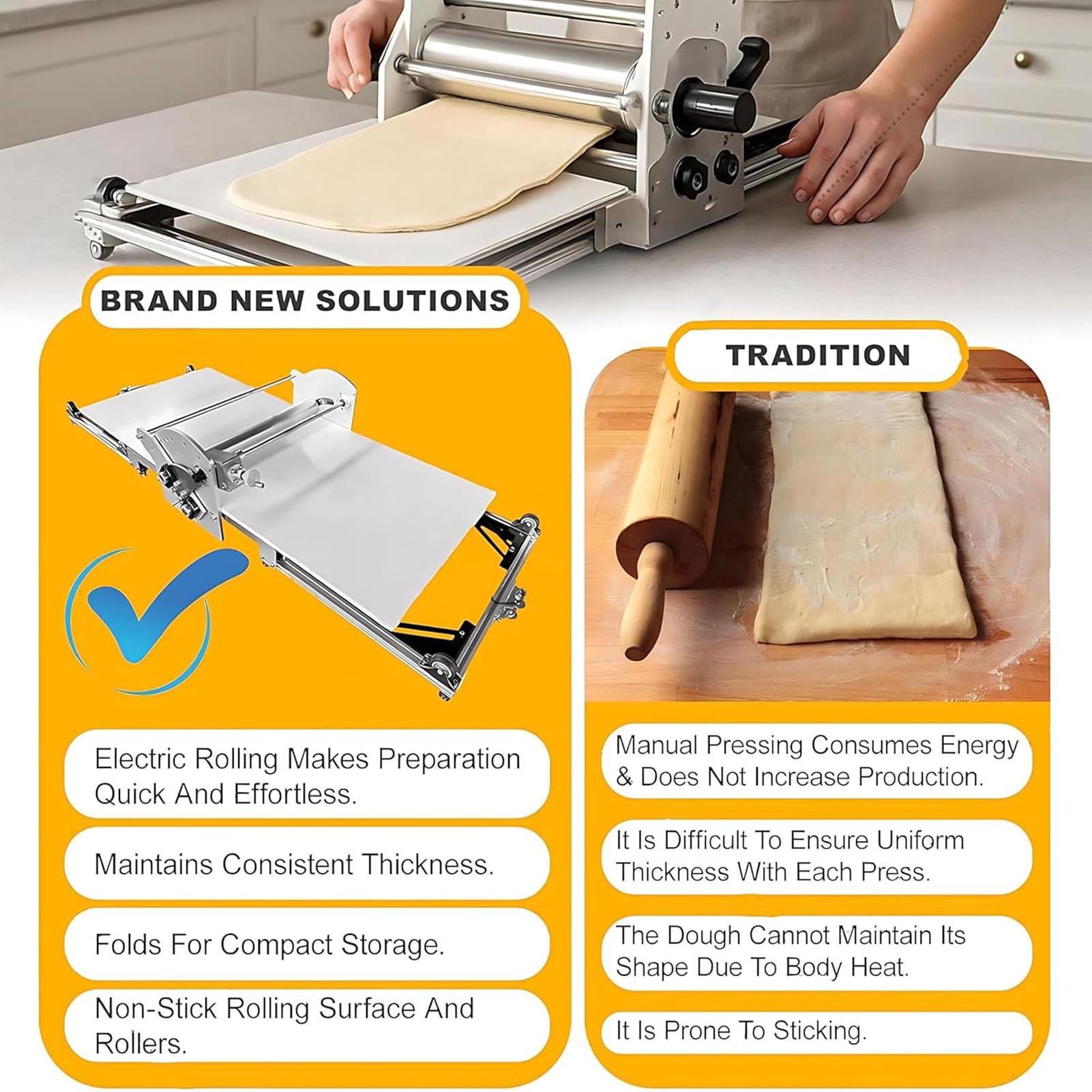 Sfogliatrice Automatica Per Pasta Sfoglia, Sfogliatrice Pasticceria Elettrico, Macchina Per Pasta Sfoglia, Spessore Regolabile 2-30 Mm, Laminatrice Per Pasta Per Panetteria, Pizza E Croissant