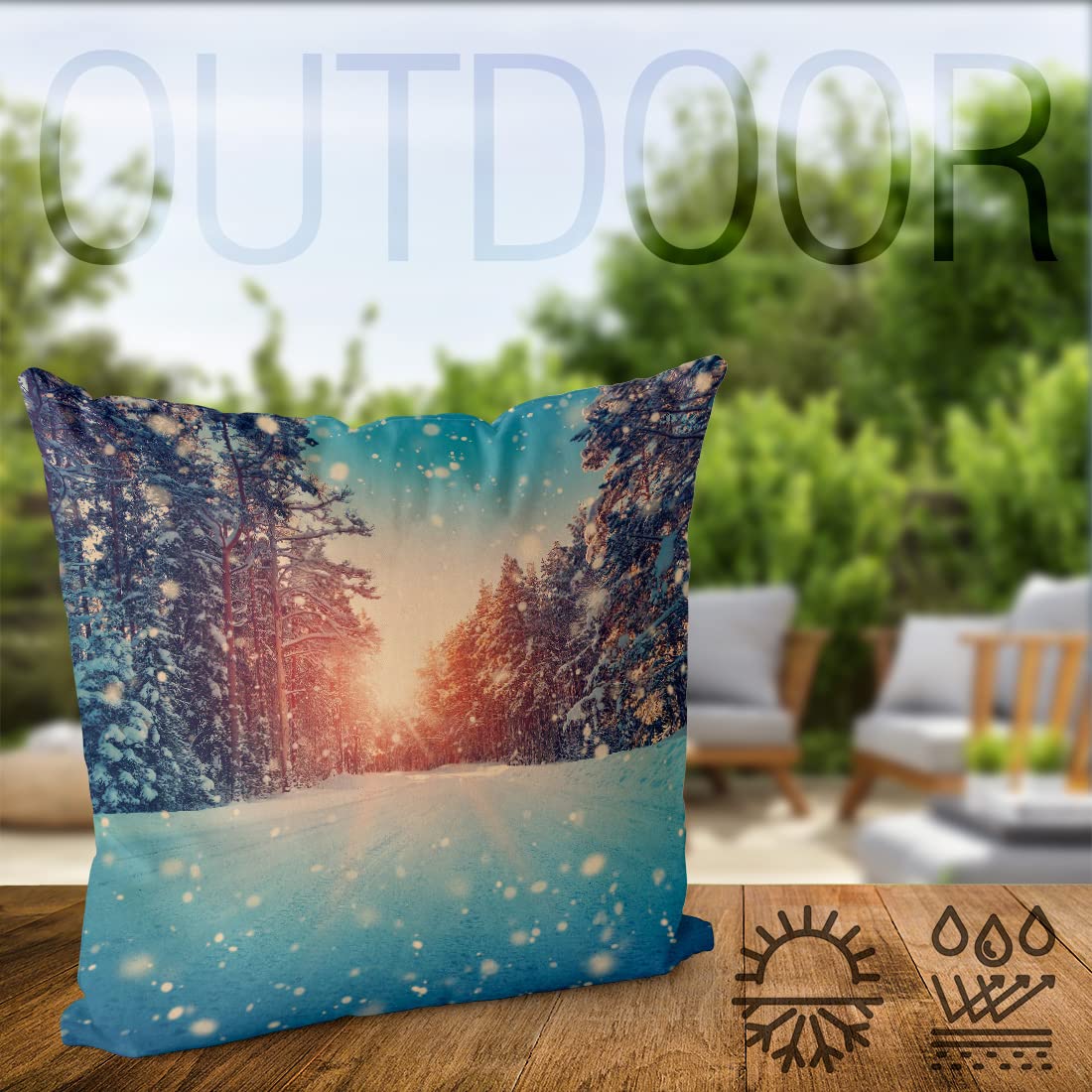 Cuscino VOID Natale Foresta 50x50 Cm – Federa In Poliestere Impermeabile Per Esterno E Interno - 4