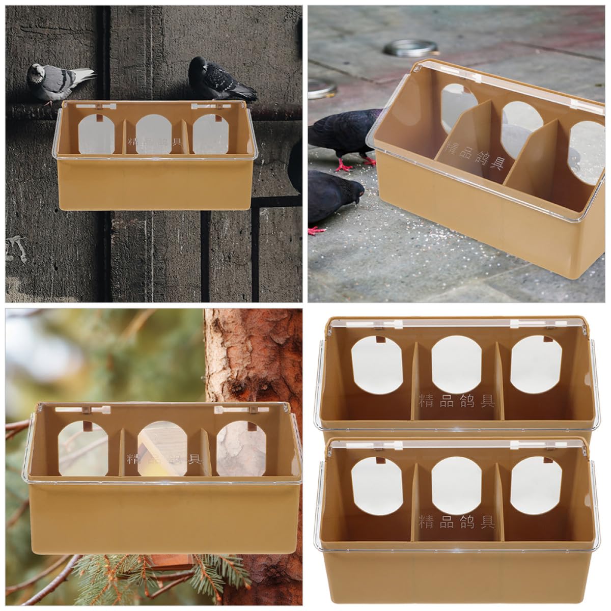 Comedero Colgante Fácil de Limpiar E Instalar para Pájaros de Plástico 2 Piezas Marrón Adecuado para Jaulas de Mascotas y Alimentación de Aves