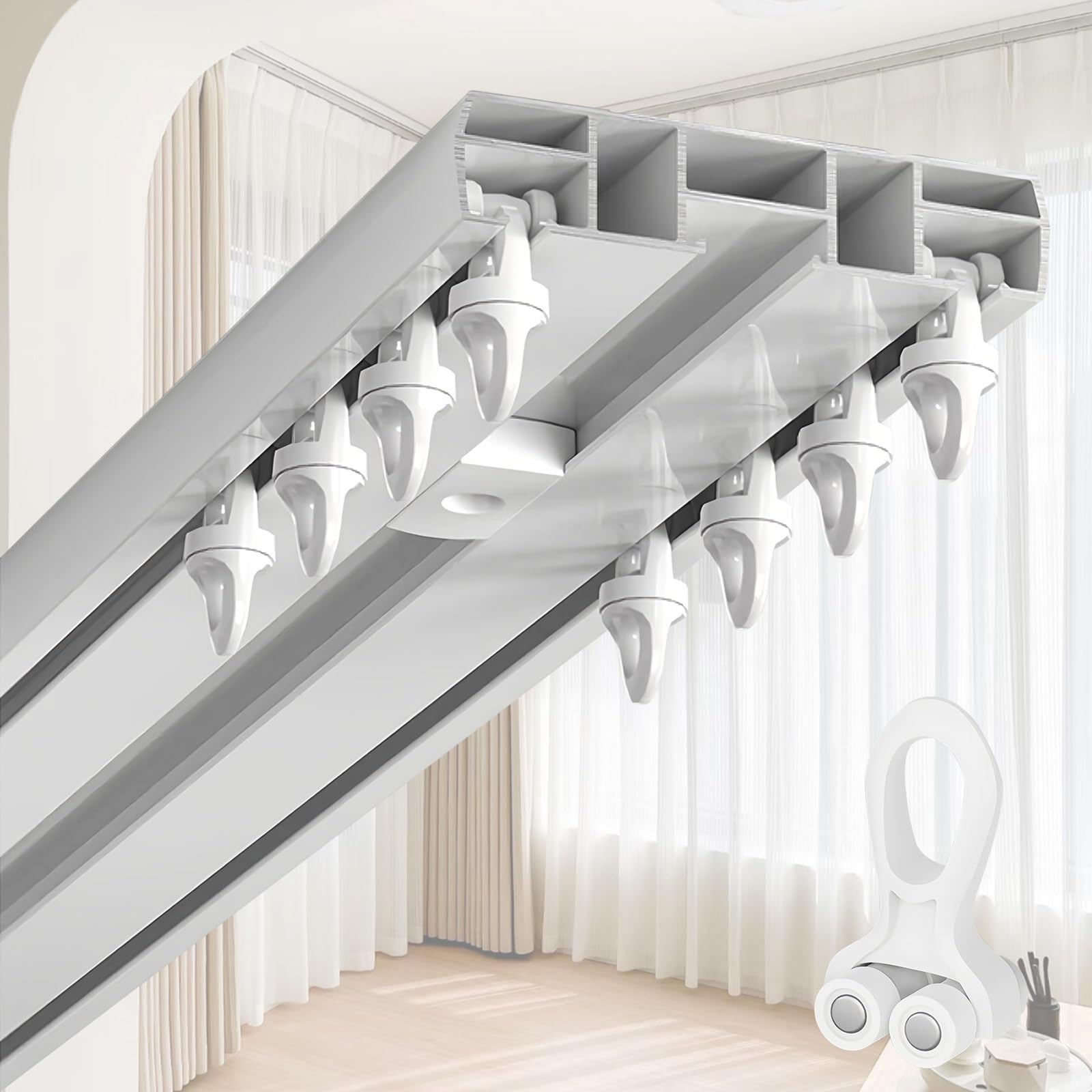 Tringle à rideaux double rail en aluminium pour séparateur d'intimité