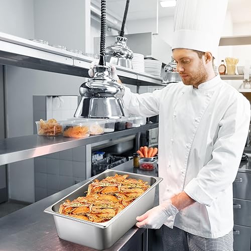 Miniatura 6 de Tioncy Paquete de 2 sartenes de hotel de tamaño completo con bandeja de vapor perforada, bandeja de vapor de acero inoxidable, suministros