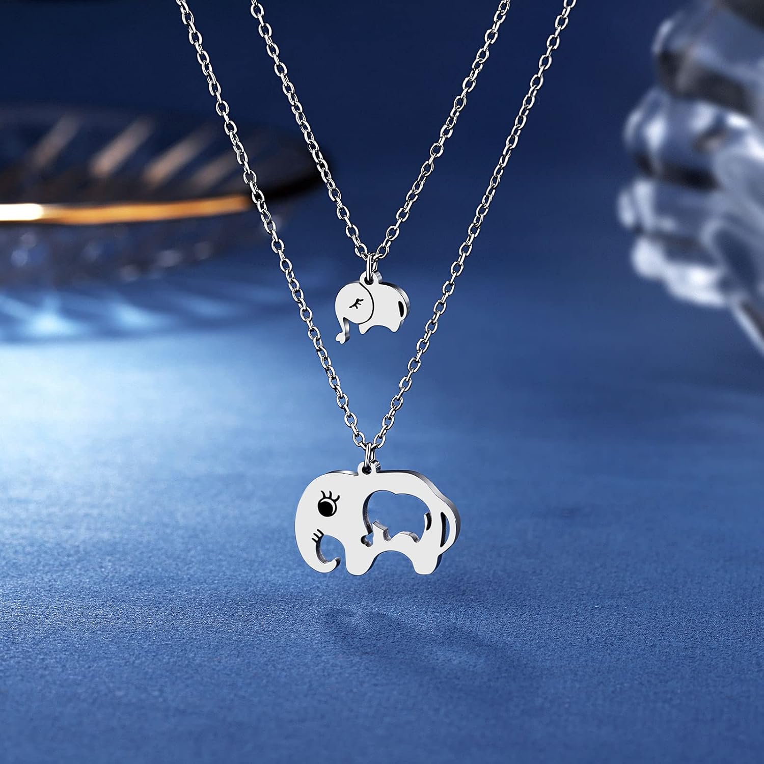 Buy Ungent Them Back To School Gifts Mother Daughter Matching Heart Elephant Silver Necklaces Set For 2 Mommy And Me Jewelry Separation Anxiety First Day Of School Present For Girls Online In