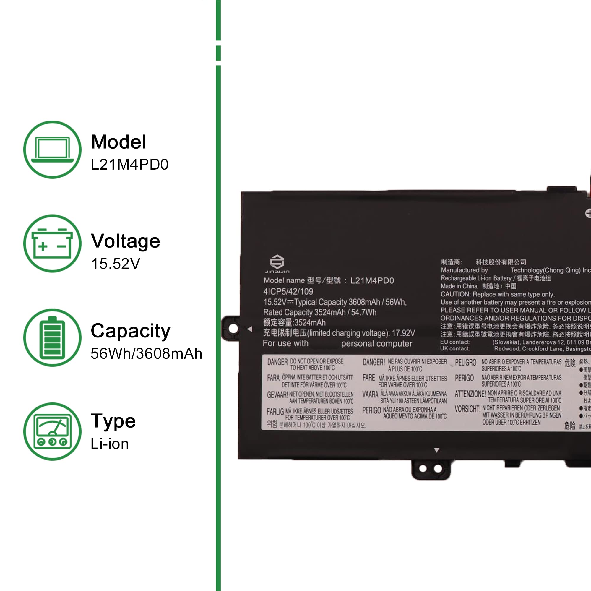 Amazon.com: JIAZIJIA L21M4PD0 Laptop Battery Replacement for