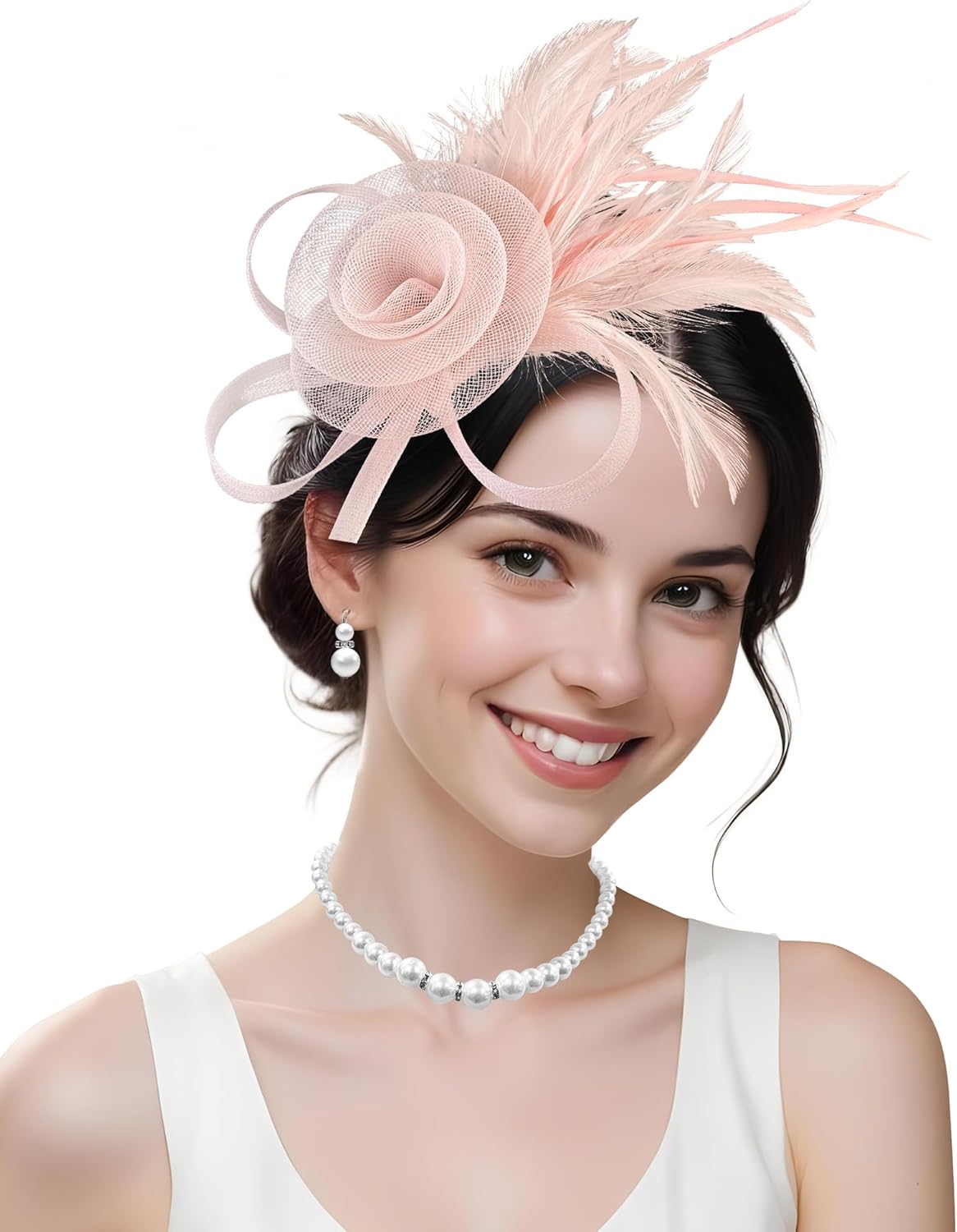 4Pcs Fascinators Hat for Women Tea Party Veil Mesh Headband Feather Hat for Women Wedding Cocktail - Image 4