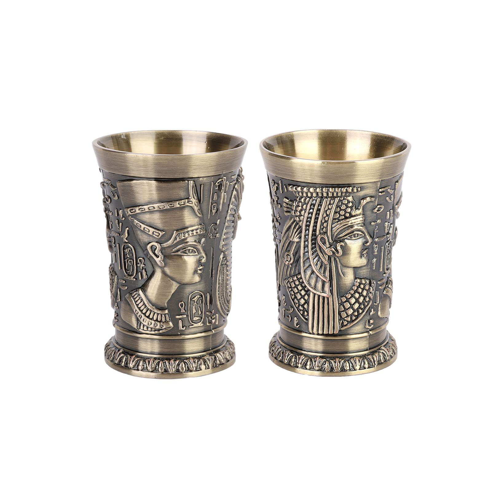 AYQEBNC Vintage Shot Glasses, Metal Vintage Egyptian Shot Glass Whiskey Shot Glass Metal Wine Shot Glass Bronze Whiskey Wine Cup for Home Bar