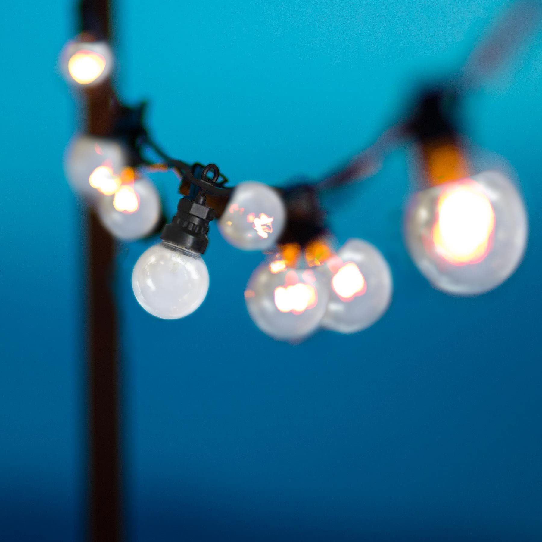 LUMI JARDIN 2 Stück Solar-Lichterkette, 10 Kugeln, transparent, LED, Warmweiß, Party, Solar, 5,9 m, 8 Modi