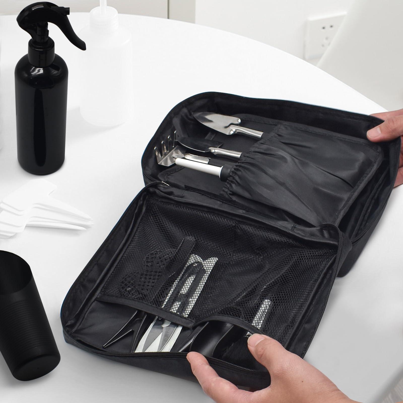Set di Attrezzi da Giardino, 17 Pezzi Strumenti per Piante Grasse con Pieghevole Tappetino da Giardinaggio Mini Attrezzi da Giardino Kit con Borsa per Attrezzi da Giardino per Interni