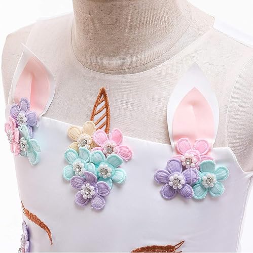 Miniatura 6 de Vestidos de princesa para niñas, disfraz de unicornio, flores, vestido de desfile de 2 a 10 años.