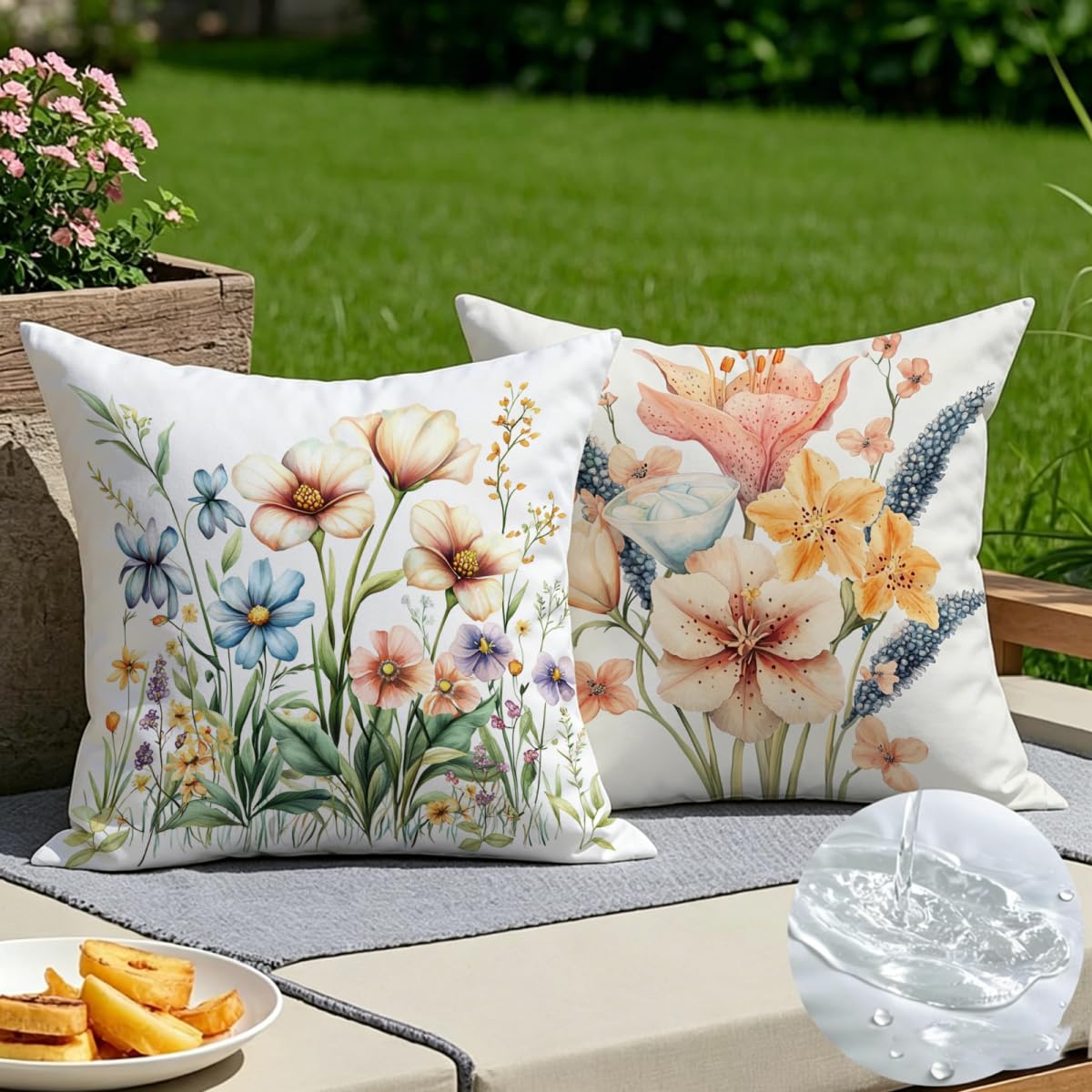 Lot de 2 housse de coussin 55x55 lin taie oreiller couleur jardin patio salon