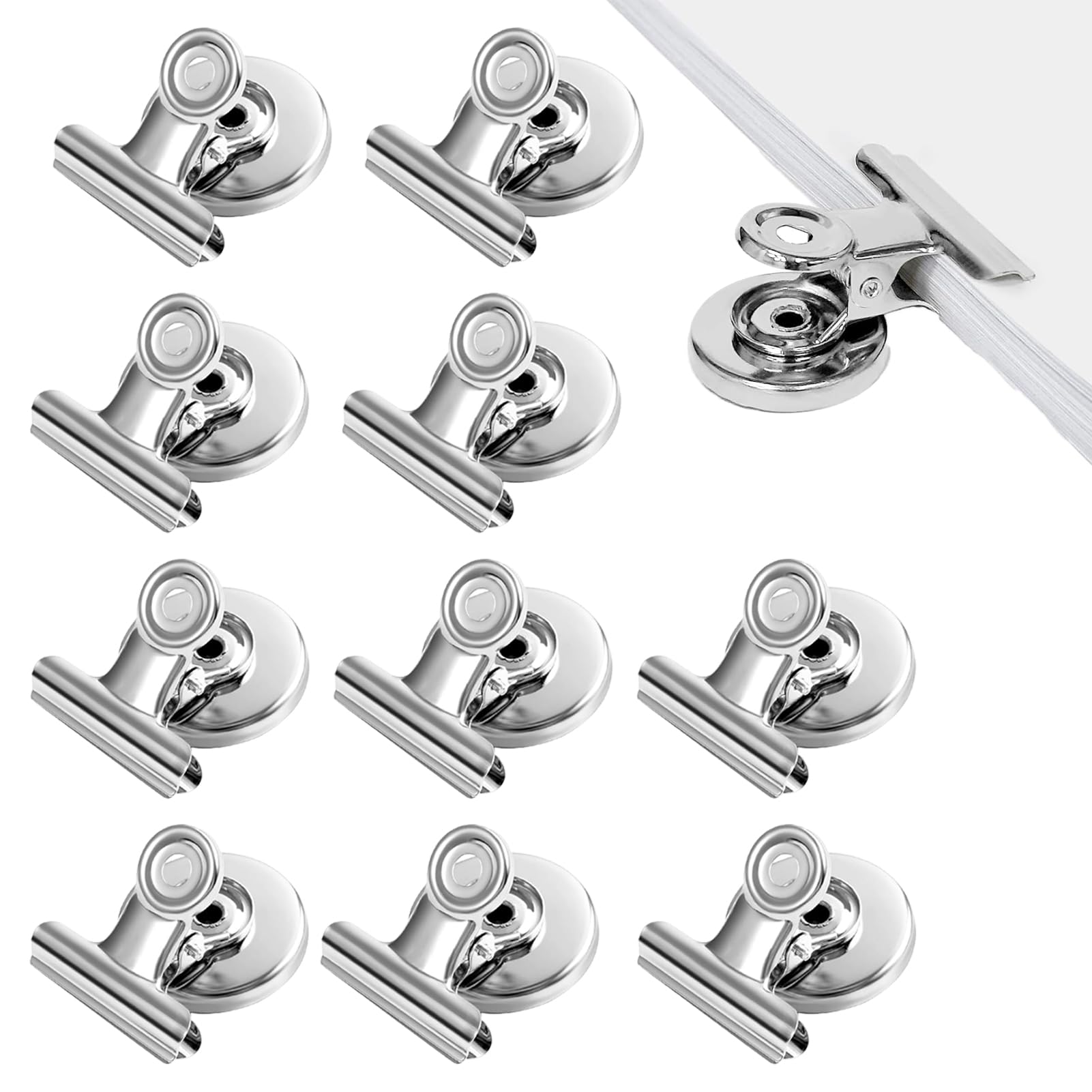 Aimants à Clip Pour Tableau - Lot De 10, Métal Argenté, Anti-Rayures, Pour Bureau, École Ou Frigo